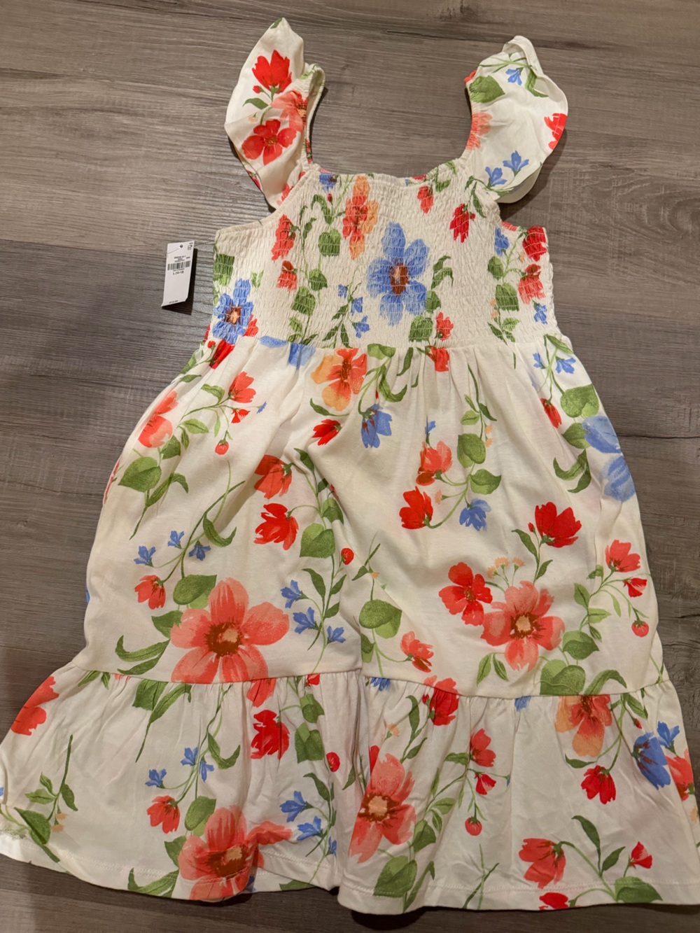 Old Navy White Sundress with Coral & Blue Floral Print